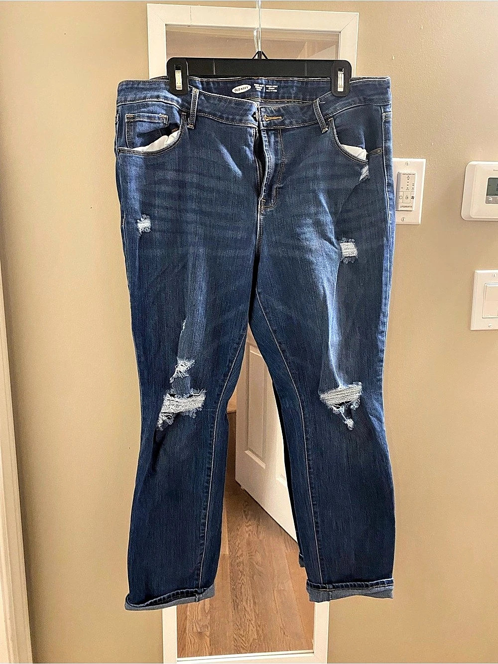 Old Navy Power Slim Straight Distressed Straight Leg Jeans Size 16 Blue